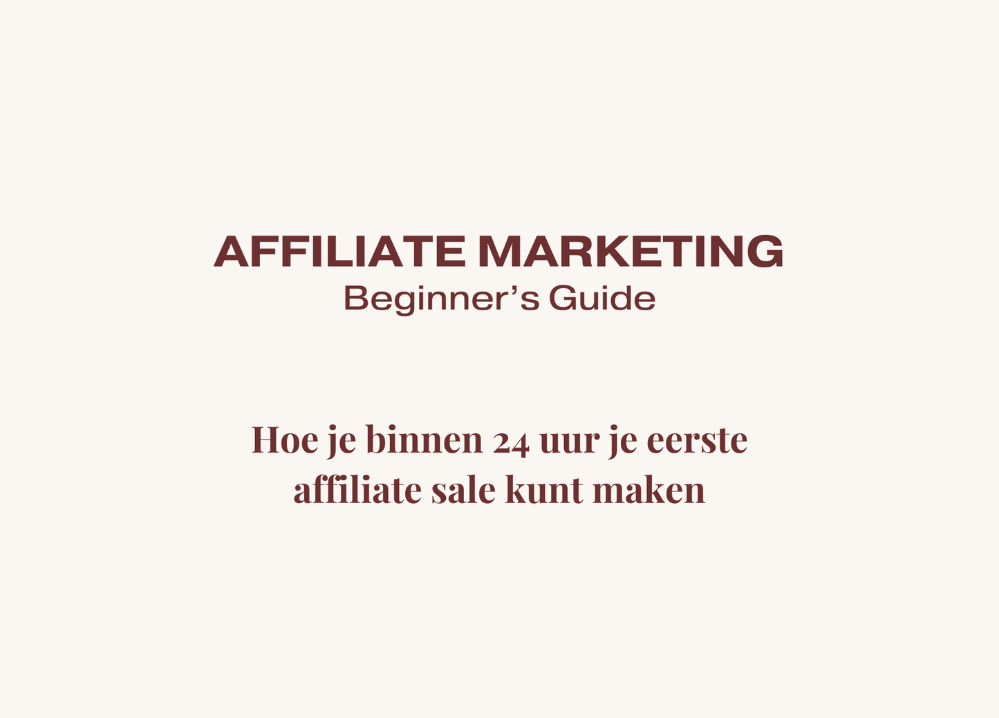 Affiliate Marketing - Beginner's Guide (stap-voor-stap video training)